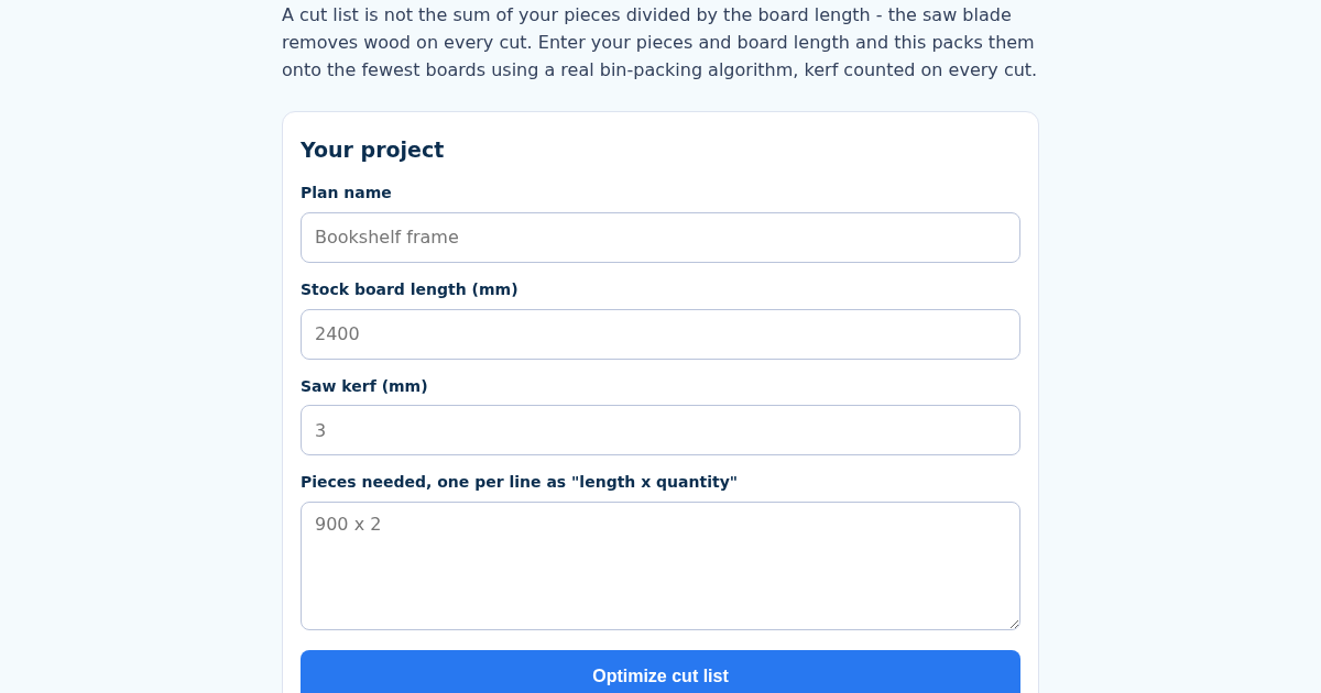 CutList: Woodworking Project Planner with Cut List Optimizer